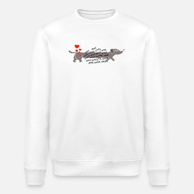 Dackel love Liebe  - Stanley/Stella Unisex Bio-Sweatshirt ROLLER - Weiß