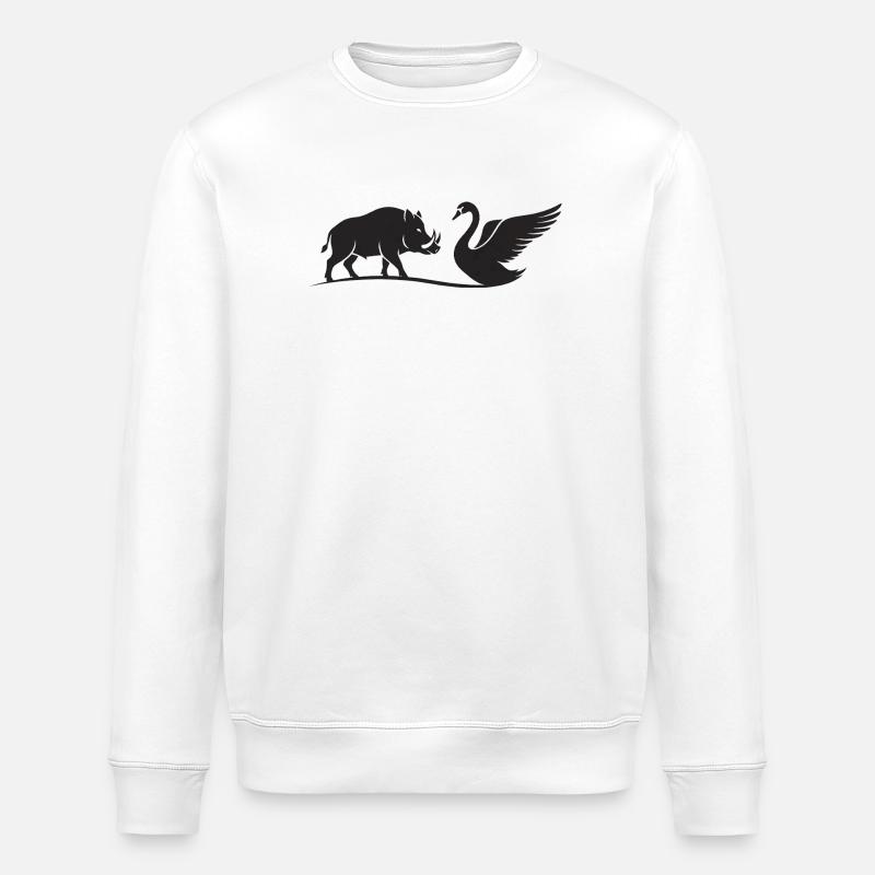 Wildschwein- und Schwanenschwarze Silhouetten - Stanley/Stella Unisex Bio-Sweatshirt ROLLER - Weiß
