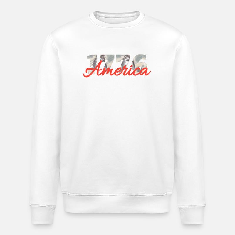 1776 America Script Overlay - Stanley/Stella Unisex Bio-Sweatshirt ROLLER - Weiß