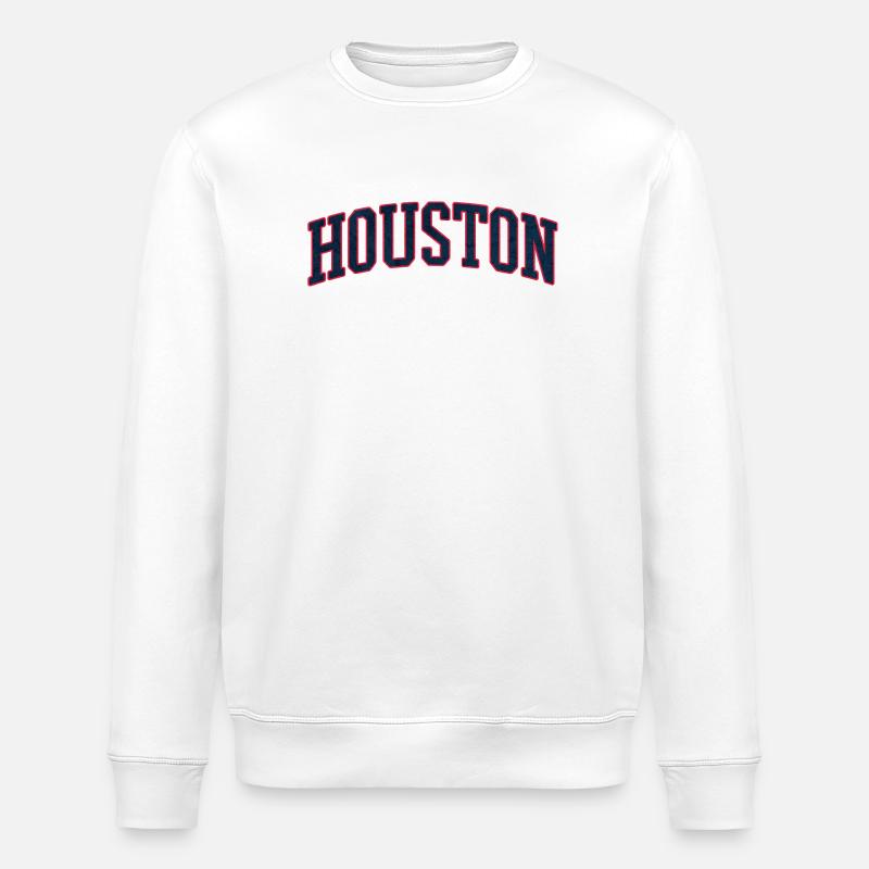 Houston Varsity Bow Lettering - Stanley/Stella ROLLER Unisex Organic Sweatshirt - white