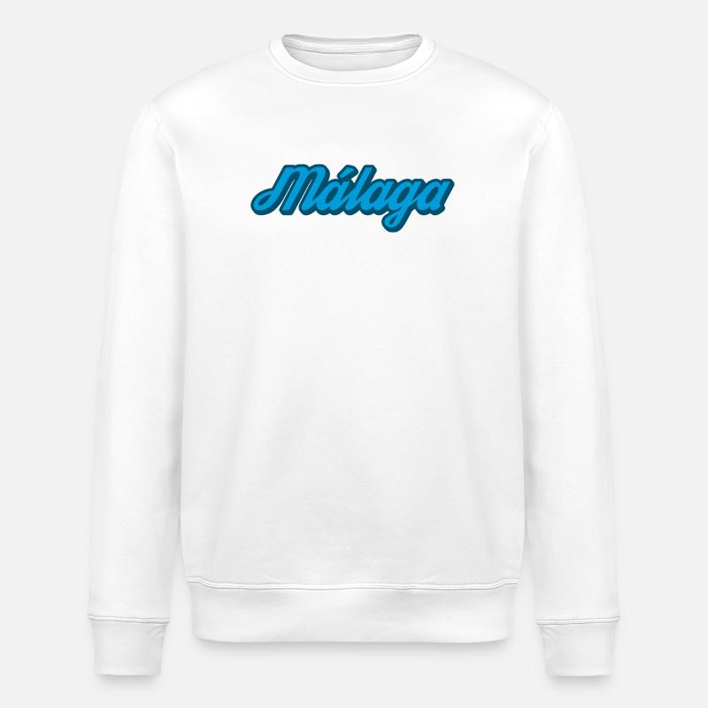 Málaga Küsten Script Blau - Stanley/Stella Unisex Bio-Sweatshirt ROLLER - Weiß