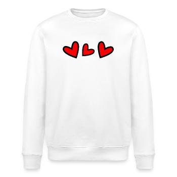HERZ. HERZ. HEILIGER VALENTINSTAG. LIEBE. LIEBE. PAAR. - Stanley/Stella Unisex Bio-Sweatshirt ROLLER - Weiß - Vorne - Nik (191cm)