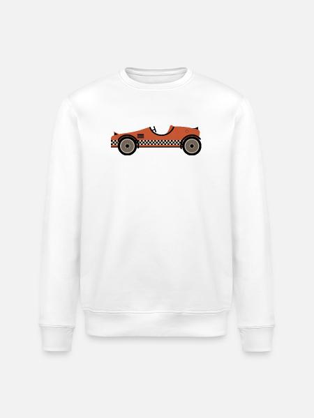 Voiture de course texturée rouge - Sweat bio ROLLER Stanley/Stella Unisexe - blanc