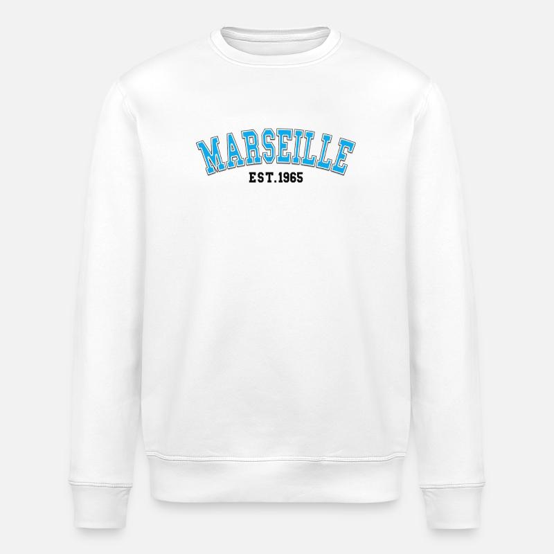 Marseille Est.1965 - Stanley/Stella Unisex Bio-Sweatshirt ROLLER - Weiß