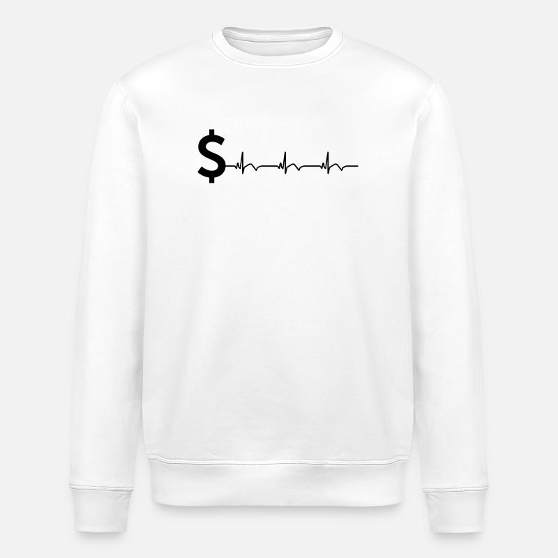 Signe dollar $ ECG Battement de cœur - Sweat bio ROLLER Stanley/Stella Unisexe - blanc