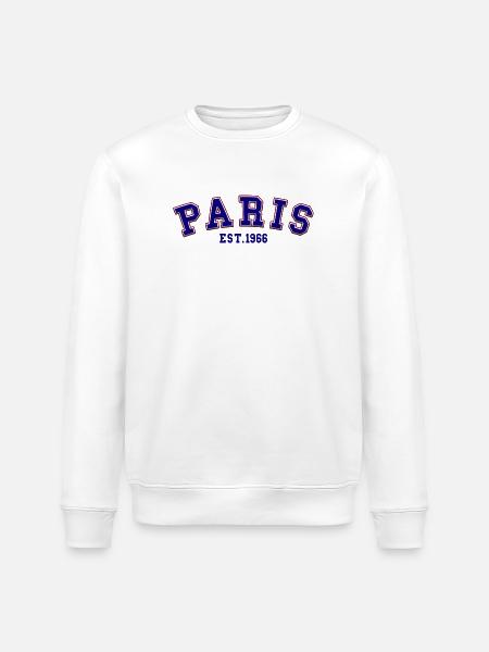 Paris Est. 1966 - Stanley/Stella ROLLER Unisex Organic Sweatshirt - white