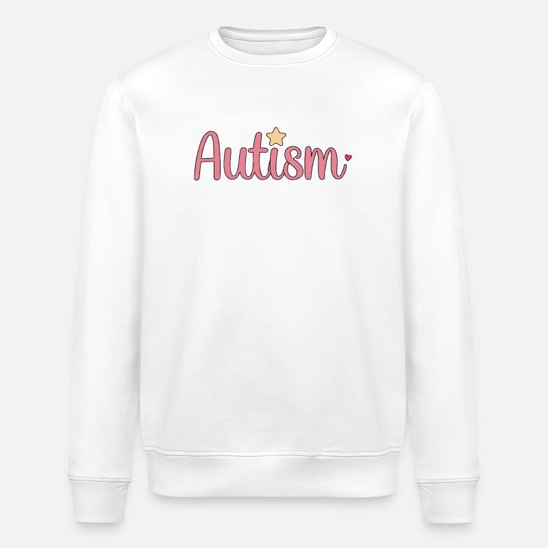 Autisme Rose avec Étoile - Sweat bio ROLLER Stanley/Stella Unisexe - blanc