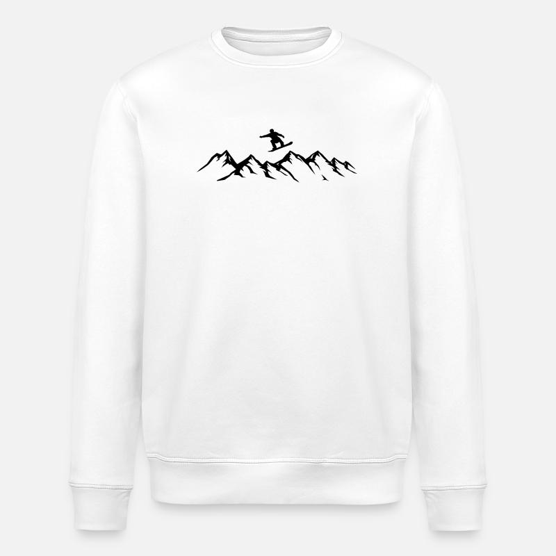 Snowboarder Mountains Snowboard - Stanley/Stella ROLLER Unisex Organic Sweatshirt - white