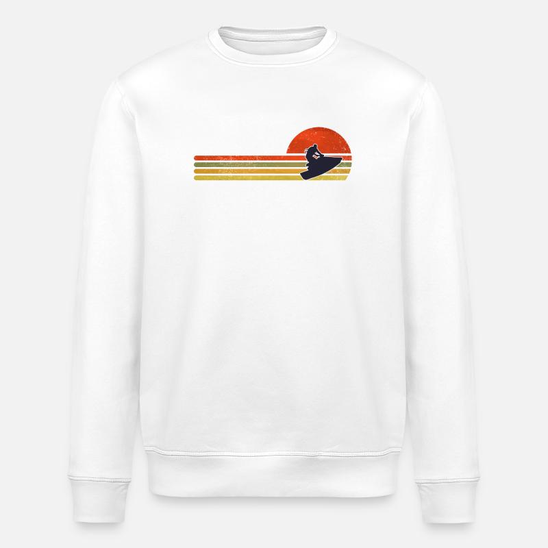 Retro Sonnenuntergang Snowboard - Stanley/Stella Unisex Bio-Sweatshirt ROLLER - Weiß