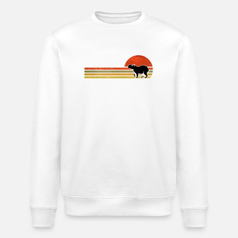 Retro Capybara Sunset Silhouette - Stanley/Stella ROLLER Unisex Organic Sweatshirt - white