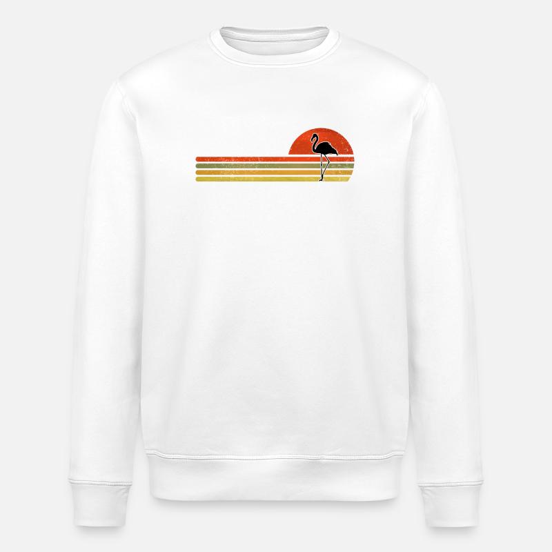 Flamingo in retro sunset - Stanley/Stella ROLLER Unisex Organic Sweatshirt - white