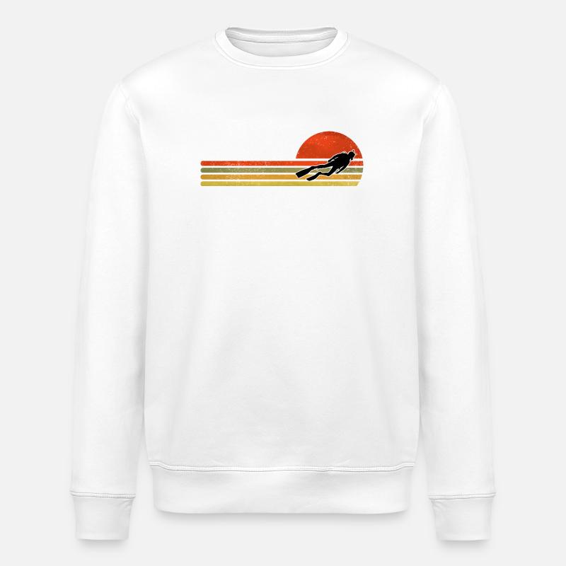 Retro Sunset Jump Figure - Stanley/Stella ROLLER Unisex Organic Sweatshirt - white