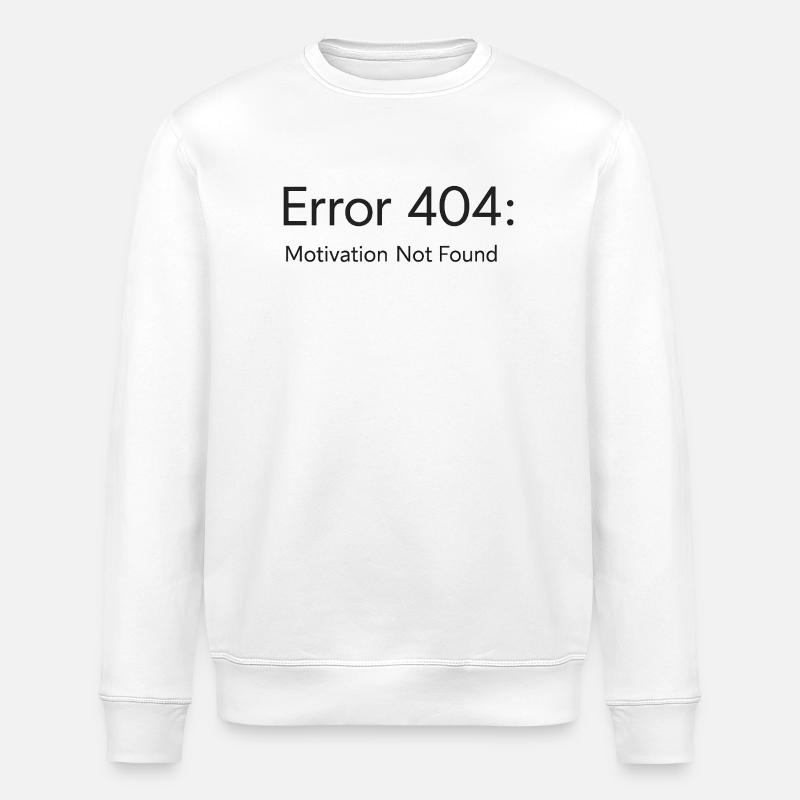 404-Motivation Not Found Minimal T-Shirt Design - Stanley/Stella Unisex Bio-Sweatshirt ROLLER - Weiß