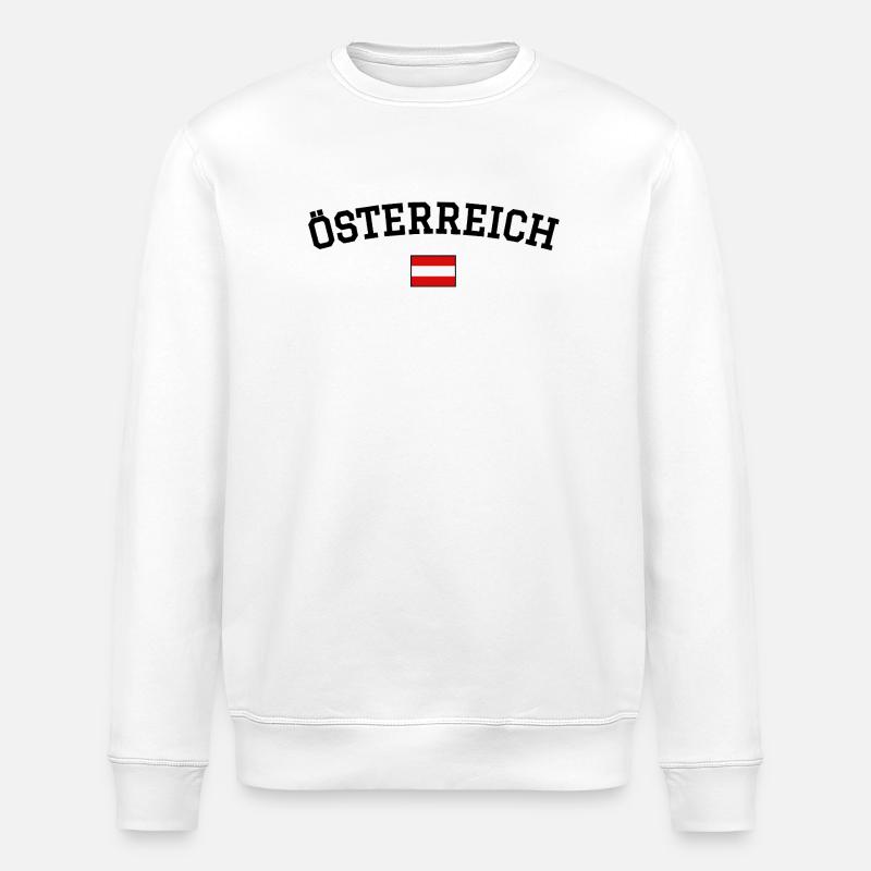 Austria Flag Design Black - Stanley/Stella ROLLER Unisex Organic Sweatshirt - white