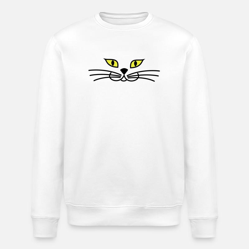 kitteh_face_green_eyes - Stanley/Stella Unisex Bio-Sweatshirt ROLLER - Weiß