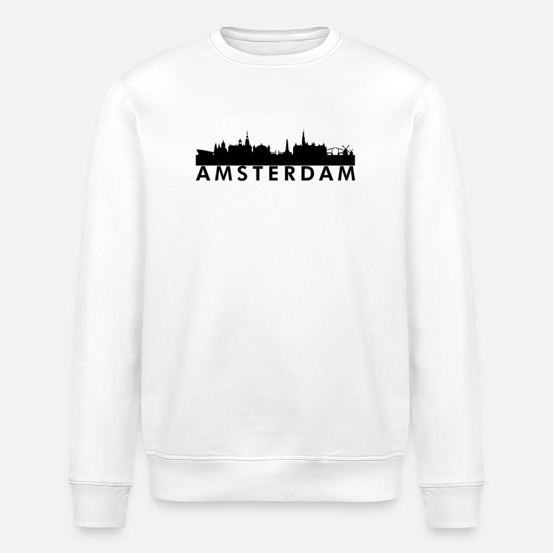 Amsterdam Skyline Silhouette Design - Stanley/Stella ROLLER Unisex Organic Sweatshirt - white