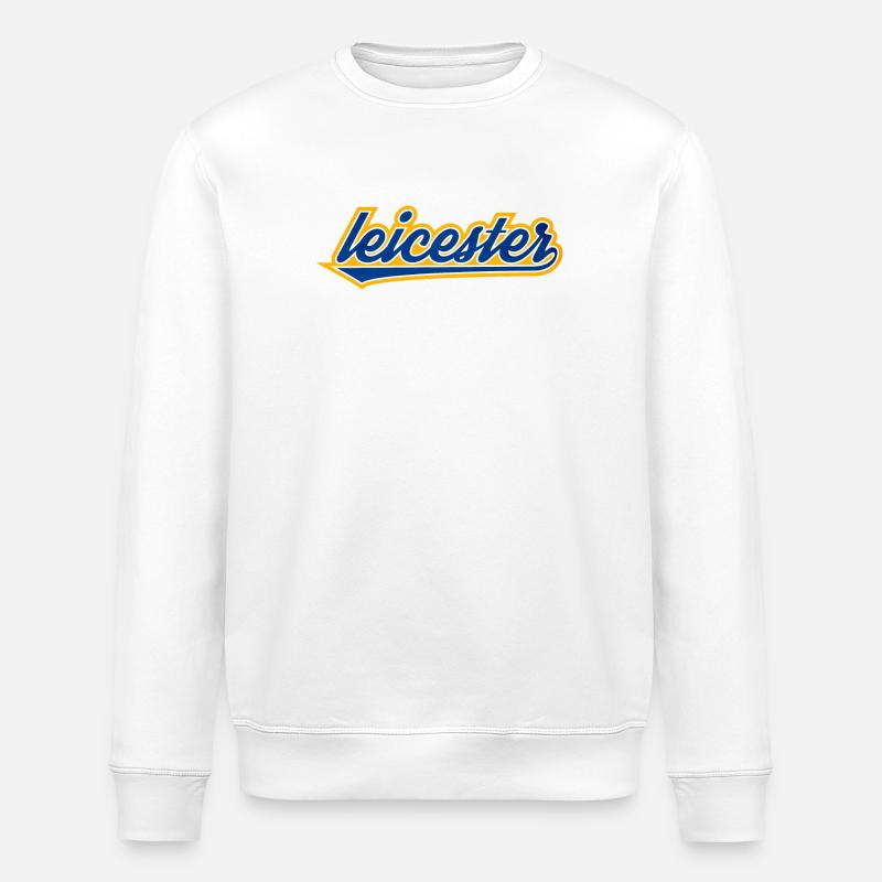 Leicester Script Swoosh on clothing - Stanley/Stella ROLLER Unisex Organic Sweatshirt - white