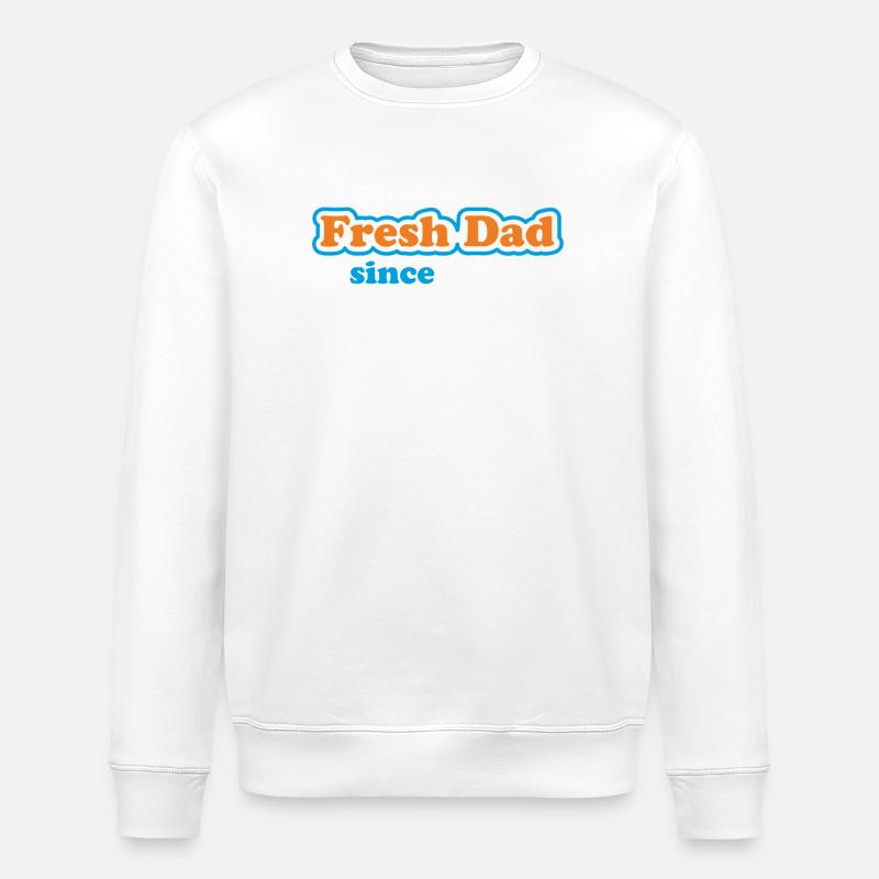 Fresh Dad Since – Buntes Statement - Stanley/Stella Unisex Bio-Sweatshirt ROLLER - Weiß