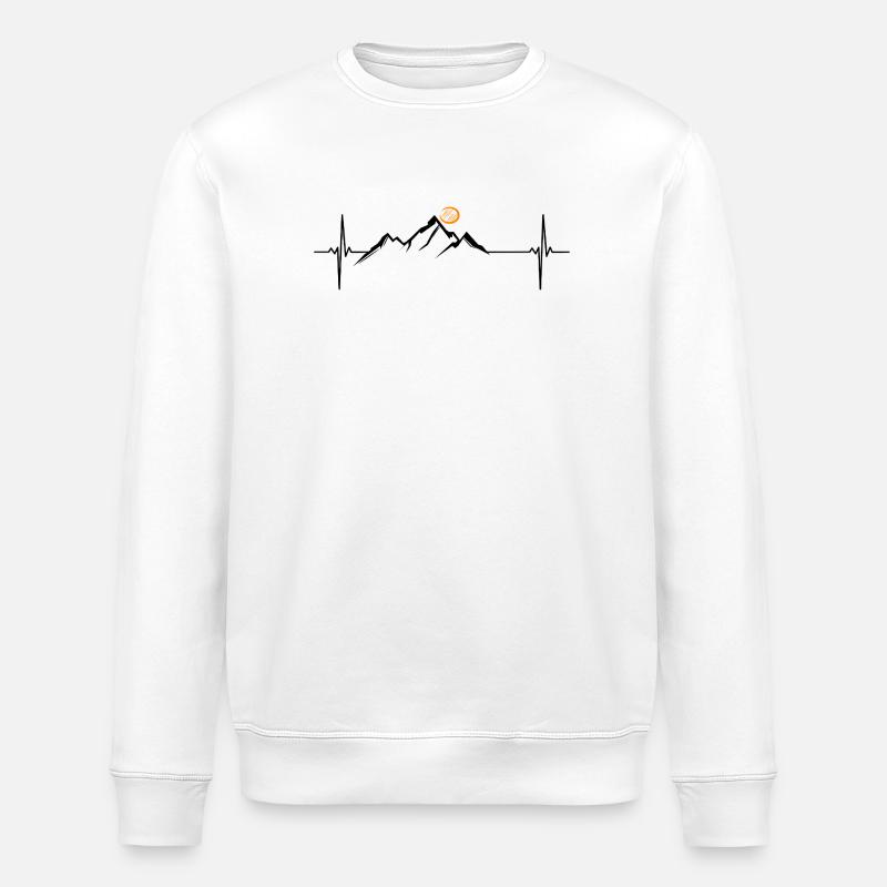 Mountains Mountain Heartbeat Gift Nature Conservation - Stanley/Stella ROLLER Unisex Organic Sweatshirt - white