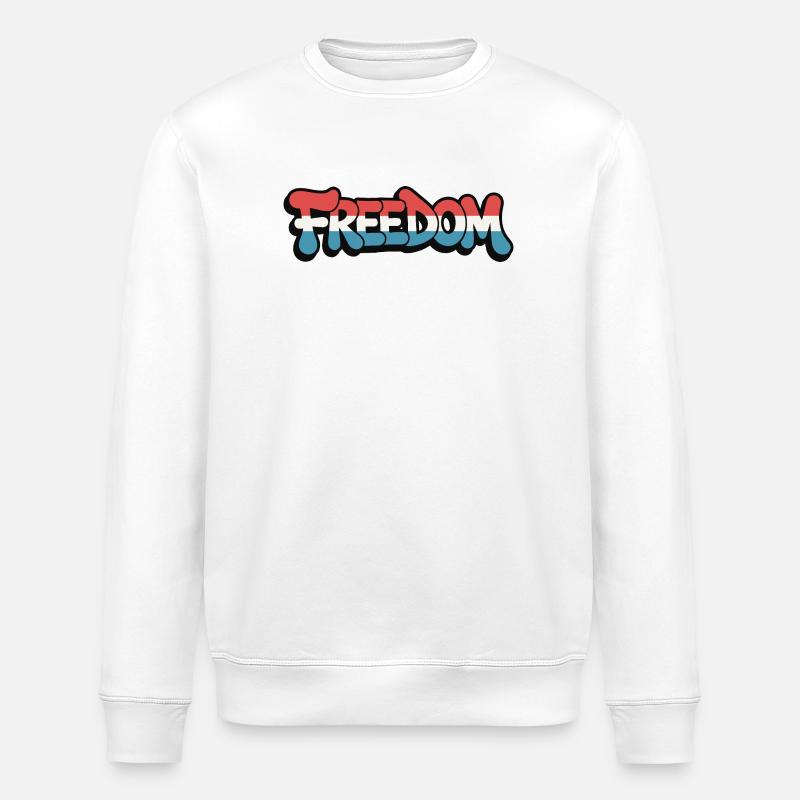 Freedom Typography Statement Design - Stanley/Stella ROLLER Unisex Organic Sweatshirt - white