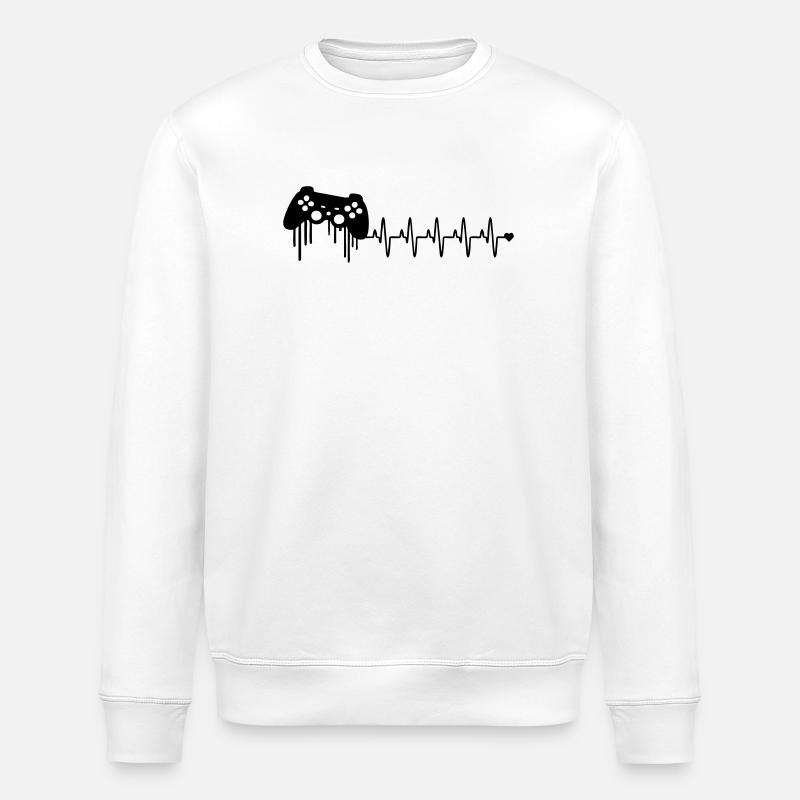 Gaming Controller Heartbeat - Stanley/Stella ROLLER Unisex Organic Sweatshirt - white