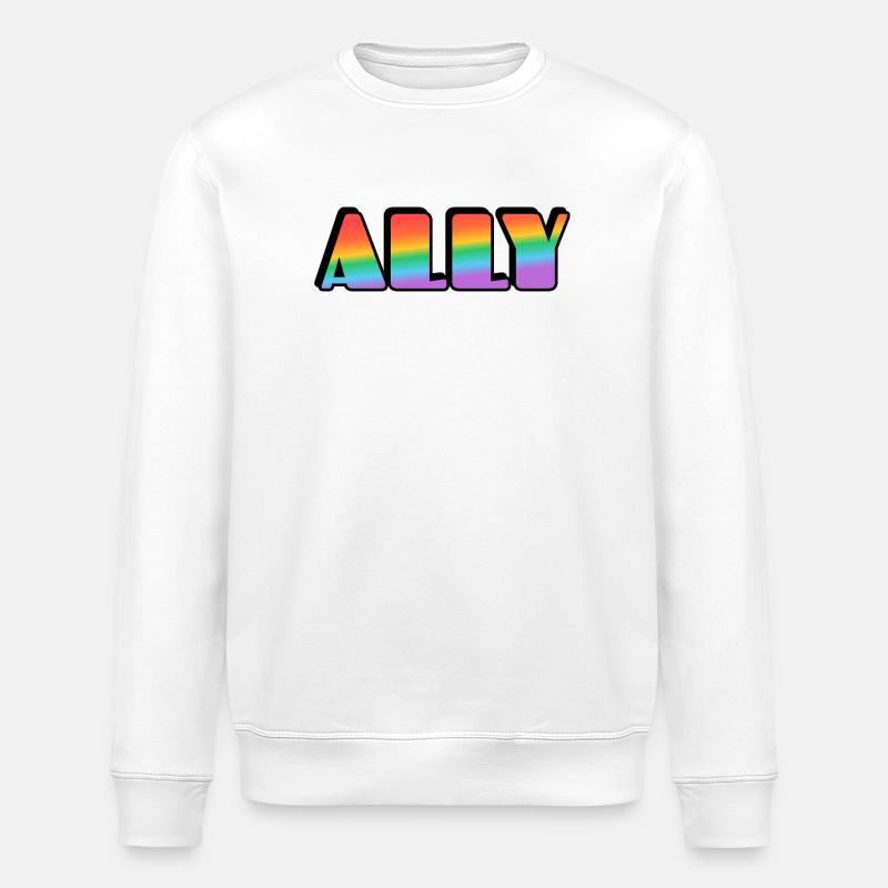 Ally Rainbow Letters - Stanley/Stella ROLLER Unisex Organic Sweatshirt - white