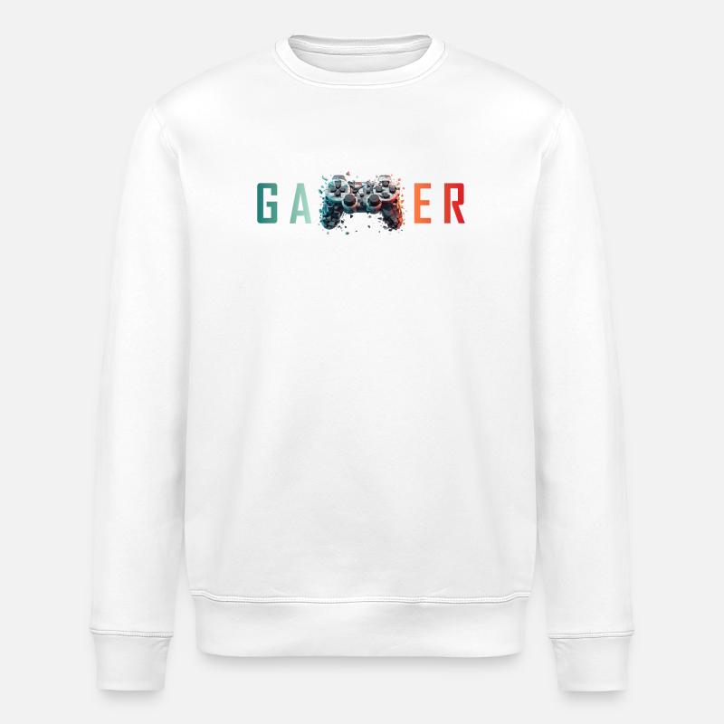 GAMER - Explosive Controller Design - Stanley/Stella ROLLER Unisex Organic Sweatshirt - white