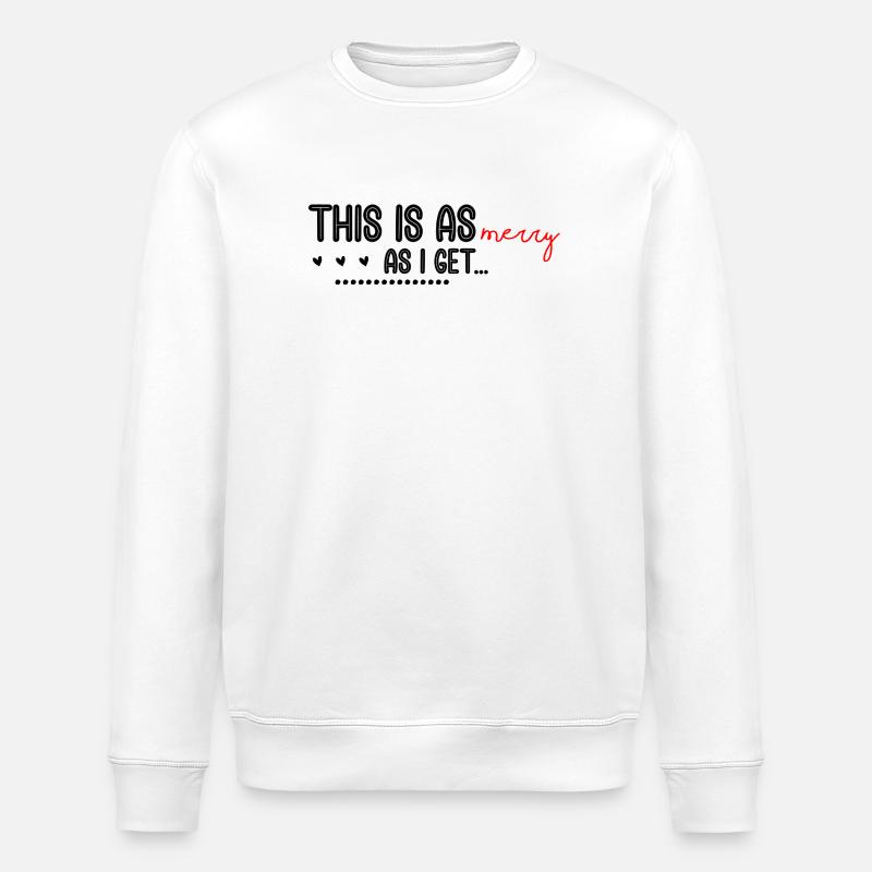 Merry Red Script Logo on Black - Stanley/Stella ROLLER Unisex Organic Sweatshirt - white