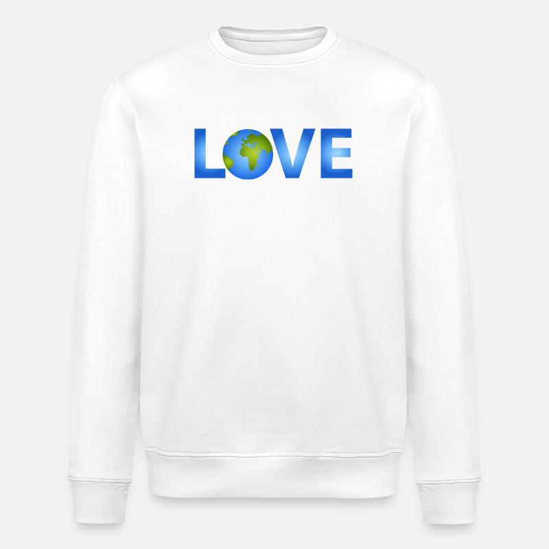 Blauer Planet Erde im LOVE-Schriftzug - Stanley/Stella Unisex Bio-Sweatshirt ROLLER - Weiß