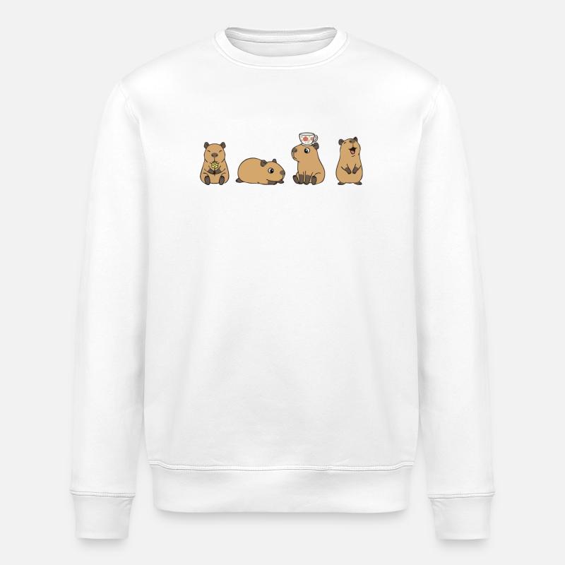 Capybara Tea Time Quartet - Stanley/Stella ROLLER Unisex Organic Sweatshirt - white