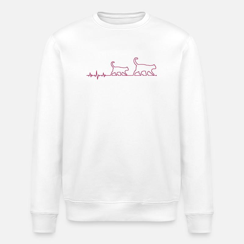 ekg katze - Stanley/Stella Unisex Bio-Sweatshirt ROLLER - Weiß