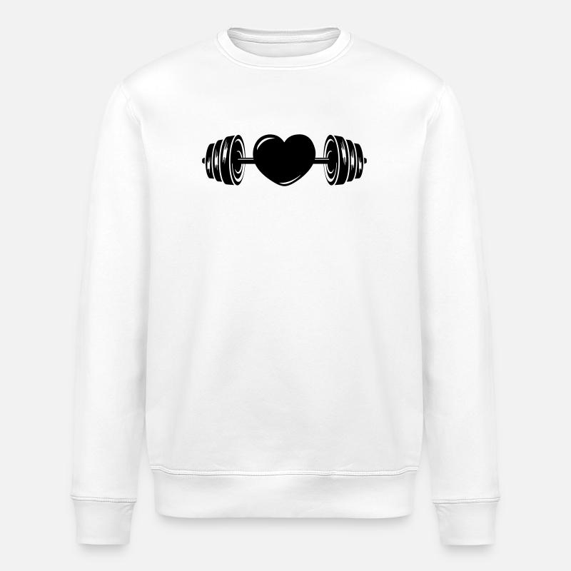 Hantel mit Herz - Stanley/Stella Unisex Bio-Sweatshirt ROLLER - Weiß