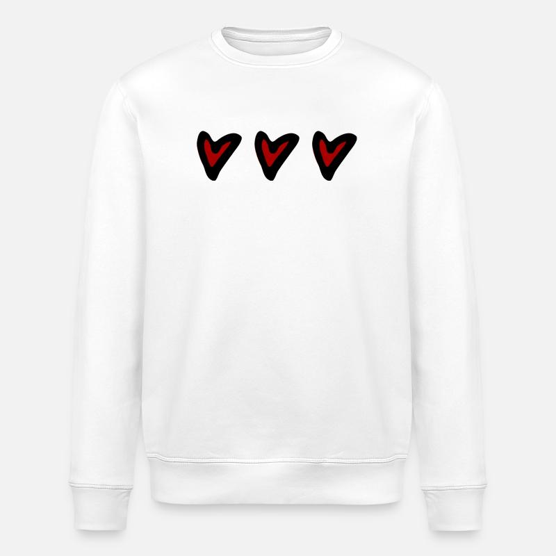 3 rote romantische Herzen - Stanley/Stella Unisex Bio-Sweatshirt ROLLER - Weiß