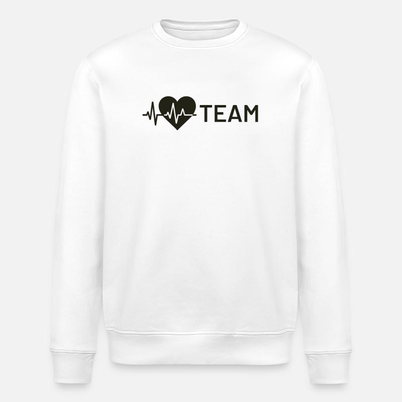 Heart wave icon with team text - Stanley/Stella ROLLER Unisex Organic Sweatshirt - white