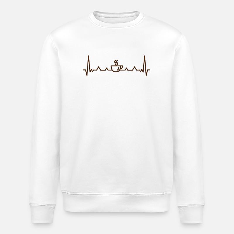 Kaffeepuls Herzschlag Muster - Stanley/Stella Unisex Bio-Sweatshirt ROLLER - Weiß
