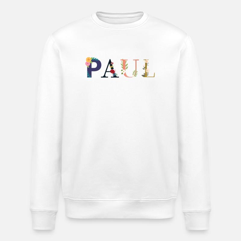 PAUL Name mit Blumen geschmückt - Stanley/Stella Unisex Bio-Sweatshirt ROLLER - Weiß