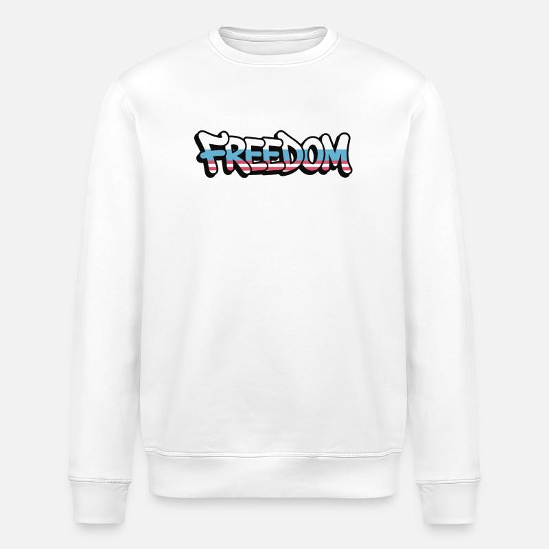 Freedom Typography Statement Design - Stanley/Stella ROLLER Unisex Organic Sweatshirt - white