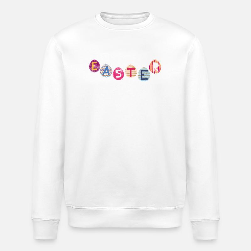 Osterbuchstaben auf bunten Eiern - Stanley/Stella Unisex Bio-Sweatshirt ROLLER - Weiß