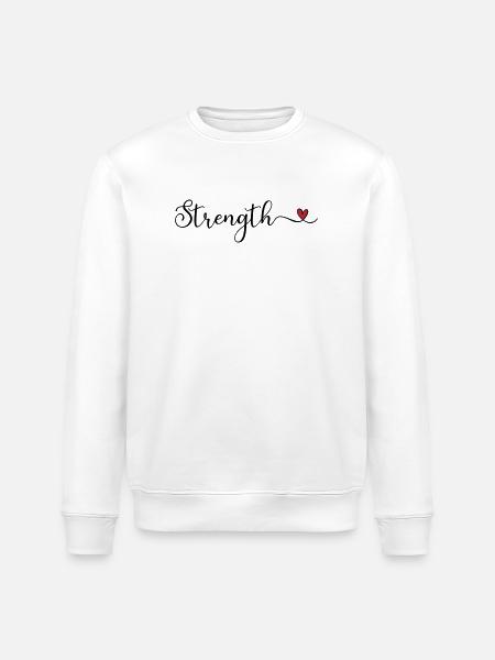 Strength Heart Typography - Stanley/Stella ROLLER Unisex Organic Sweatshirt - white