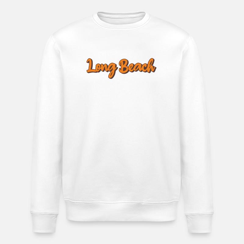 Long Beach Retro Script - Stanley/Stella ROLLER Unisex Organic Sweatshirt - white
