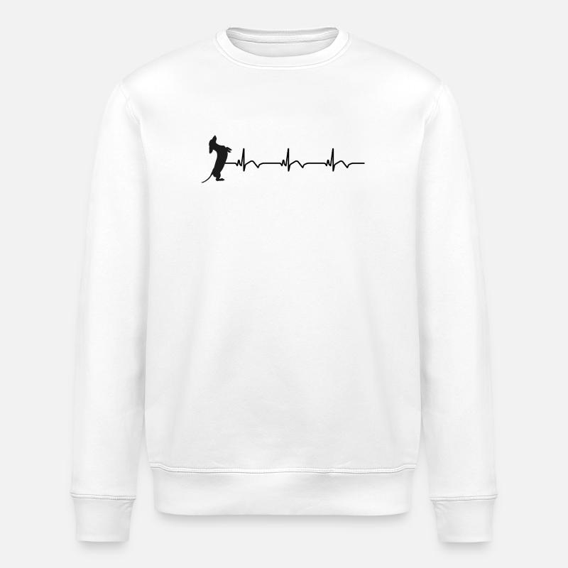 Dackel EKG Herzschlag - Stanley/Stella Unisex Bio-Sweatshirt ROLLER - Weiß
