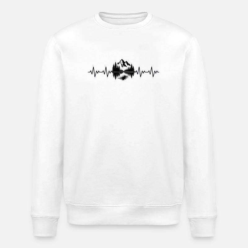 Berge EKG Herzschlag - Stanley/Stella Unisex Bio-Sweatshirt ROLLER - Weiß