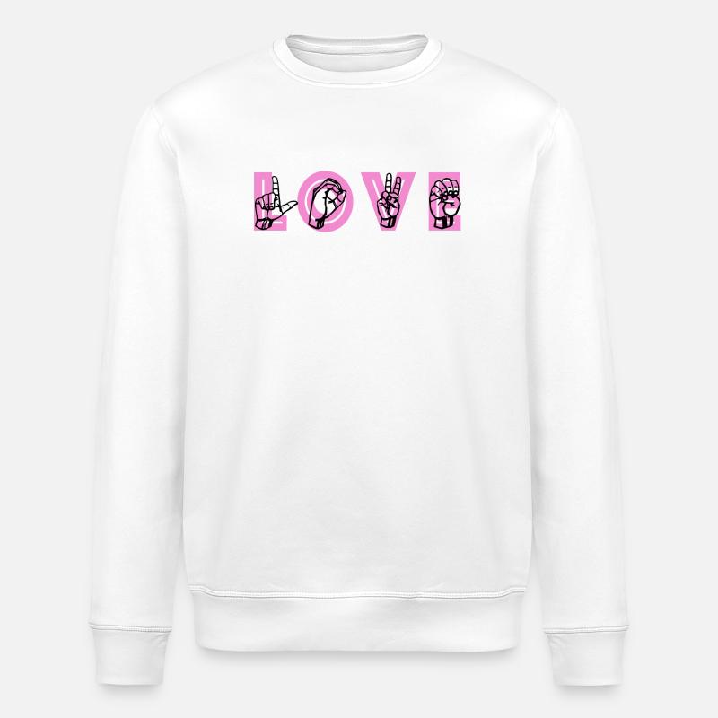 Love Hand Zeichen-Glyphen - Stanley/Stella Unisex Bio-Sweatshirt ROLLER - Weiß