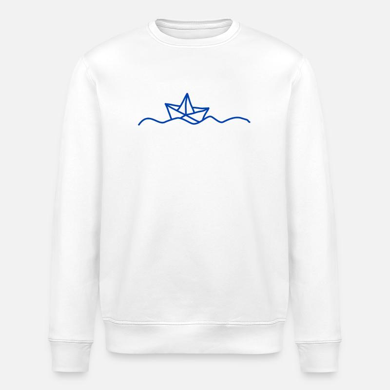 Capitaine de bateau en papier - Sweat bio ROLLER Stanley/Stella Unisexe - blanc