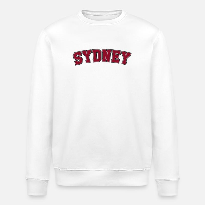 Sydney Varsity Arch Lettering - Stanley/Stella ROLLER Unisex Organic Sweatshirt - white