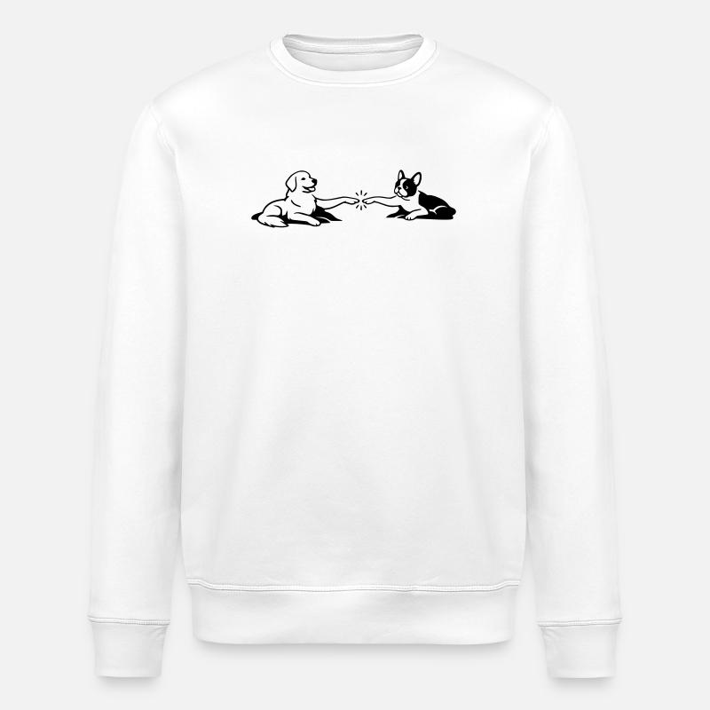 Hunde Berührung Pfoten Michelangelo - Stanley/Stella Unisex Bio-Sweatshirt ROLLER - Weiß