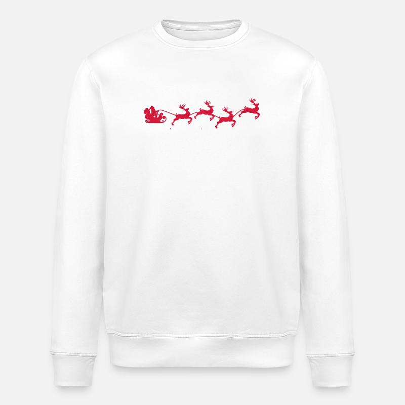 Santa sur Sleigh avec raindeer - Sweat bio ROLLER Stanley/Stella Unisexe - blanc