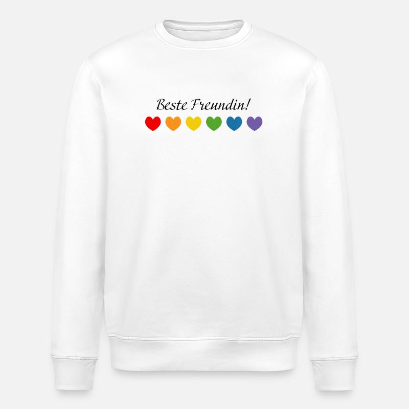 Regenbogenherzchen Beste Freundin - Stanley/Stella Unisex Bio-Sweatshirt ROLLER - Weiß