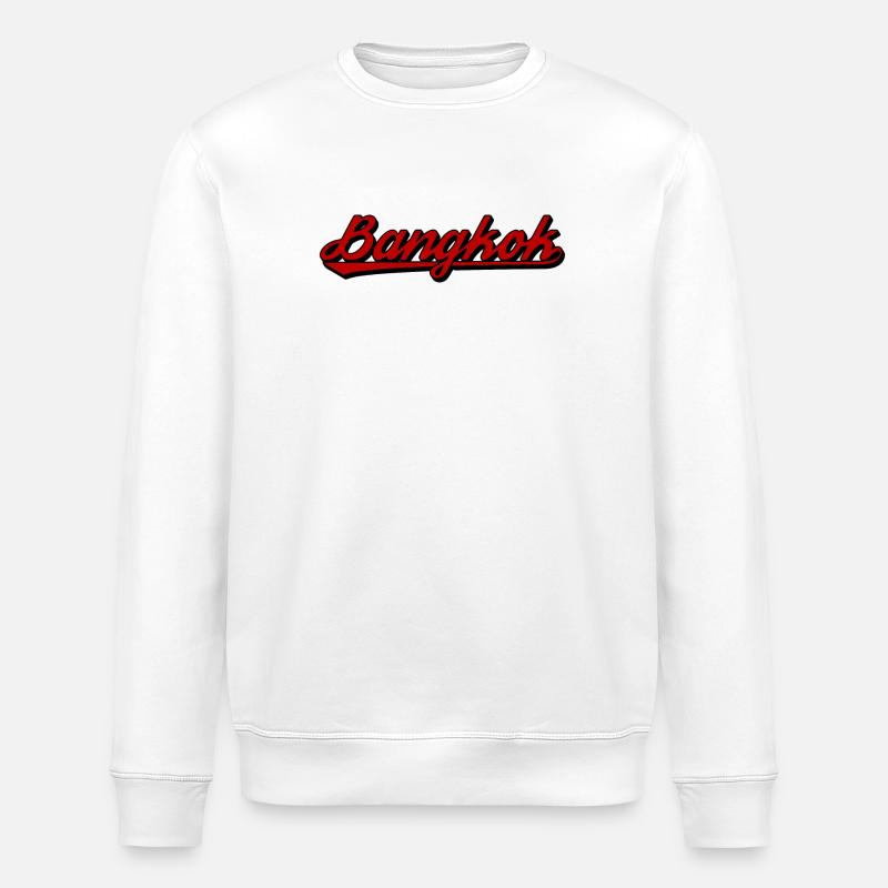 Bangkok Script Neon Red - Stanley/Stella ROLLER Unisex Organic Sweatshirt - white