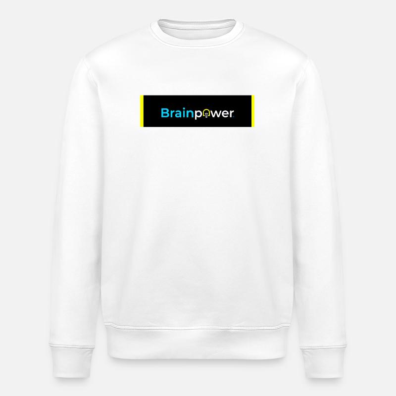 Brainpower Glühbirne Typografie - Stanley/Stella Unisex Bio-Sweatshirt ROLLER - Weiß